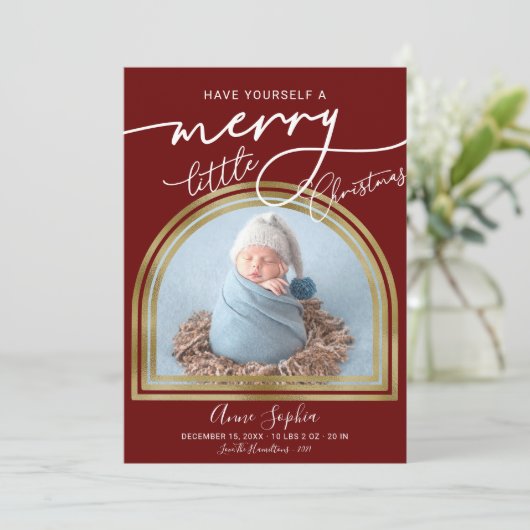 Faire-part de naissance Chic Script Arch Frame (Debout devant)