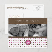 faire-part de naissance chocolat et rose (Devant / Derrière)