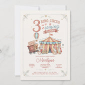Faire-part de naissance cirque à l'aquarelle vinta (Devant)