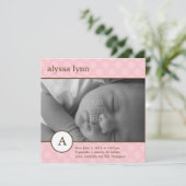 Faire-part de naissance classique initial de fille (Debout devant)