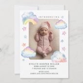 Faire-part de naissance Clouds & Stars Baby Girl C (Devant)