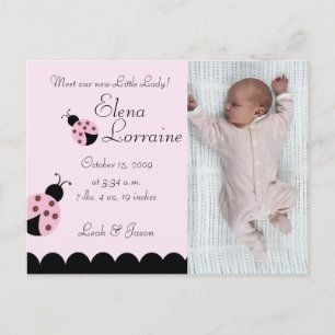Faire-part de naissance Coccinelle Fleur PHOTO