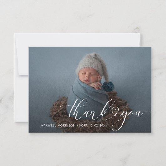 faire-part de naissance coeur Merci (Devant)