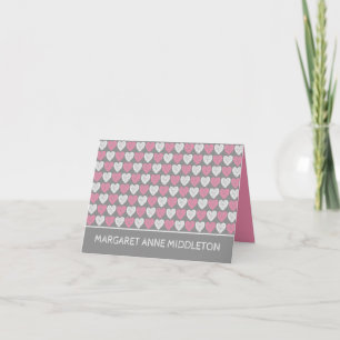 Faire-part de naissance coeurs roses et blancs sur