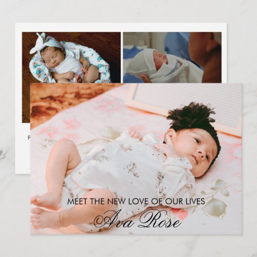 Faire-part de naissance | Collage multi-photos (Devant / Derrière)