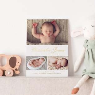 Faire-part de naissance collage photo 3 Elegant Sc