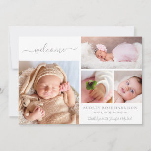 Faire-part de naissance Collage Photo Bébé Fille B