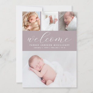 Faire-part de naissance Collage photo Bienvenue bé