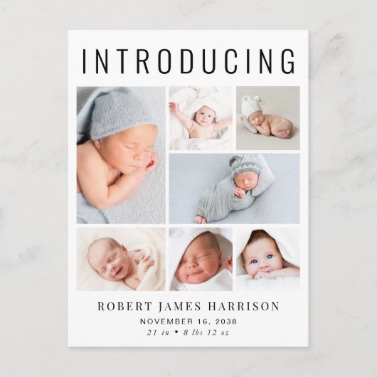 Faire-part de naissance Collage Photo Moderne (Devant)