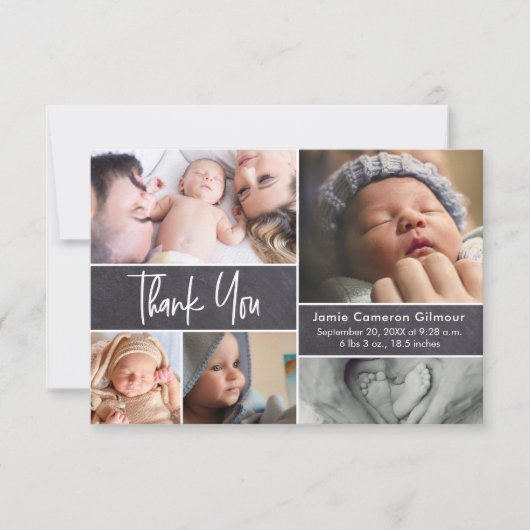 Faire-part de Naissance Collage Photo Moderne Peti (Devant)