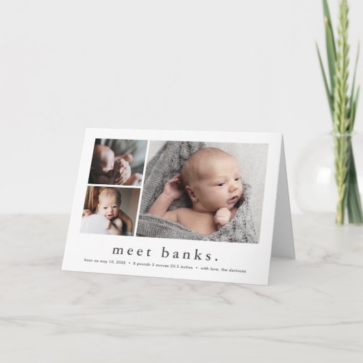 Faire-part de naissance Collage Photo Simple 3 Nom (Devant)