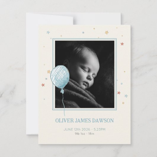 Faire-part de naissance compact Balloon Daydream B (Devant)