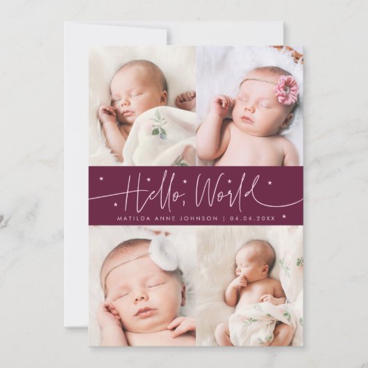 Faire-part de naissance Cranberry Multi Photo Hell (Devant)