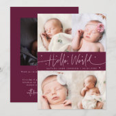 Faire-part de naissance Cranberry Multi Photo Hell (Devant / Derrière)