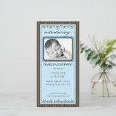 Faire-part de naissance Customisé bleu classique (Debout devant)