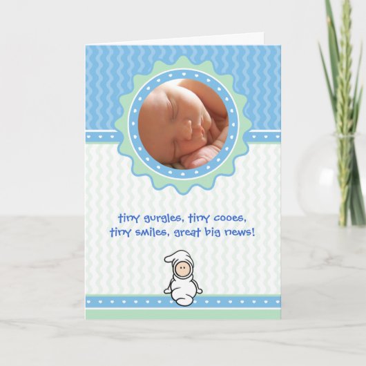 Faire-part de naissance Cutietoots - Bleu/Vert - G (Devant)