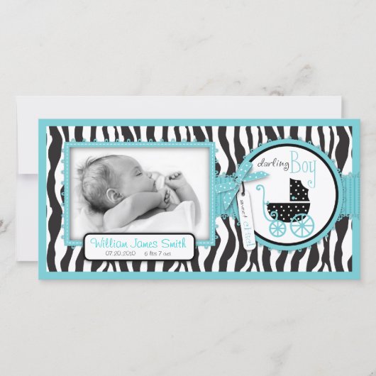 Faire-part de naissance d'accentuation turquoise d (Devant)