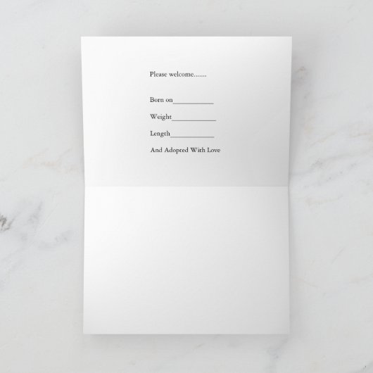 Faire-part de naissance d'adoption (Intérieur)