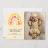 Faire-part de naissance Daisy Rainbow Yellow Card (Devant)