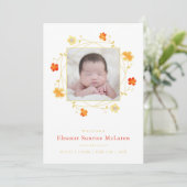 Faire-part de naissance d'aquarelle orange (Debout devant)