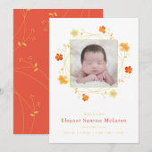 Faire-part de naissance d'aquarelle orange (Devant / Derrière)
