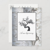 Faire-part de naissance d'arbre de bouleau argenté (Devant / Derrière)