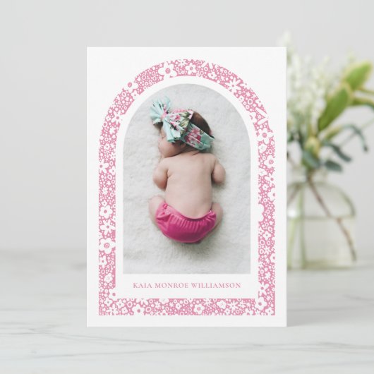 Faire-part de naissance d'arc floral (Debout devant)