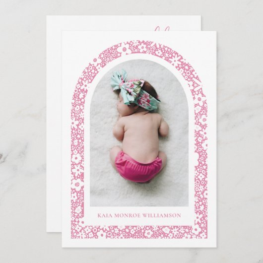 Faire-part de naissance d'arc floral (Devant / Derrière)