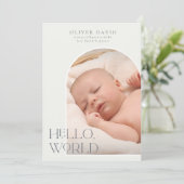 Faire-part de naissance d'arc photo vertical bleu (Debout devant)