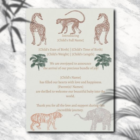 Faire-part de naissance de Baby shower Boho Jungle
