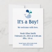 Faire-part de naissance de baleine bleue (Dos)