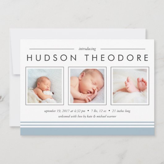 Faire-part de naissance de bande de métro | Ciel (Devant)