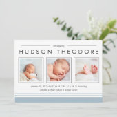 Faire-part de naissance de bande de métro | Ciel (Debout devant)