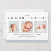 Faire-part de naissance de bande de métro | Gris (Devant)