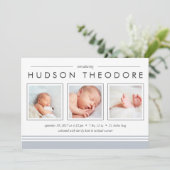 Faire-part de naissance de bande de métro | Gris (Debout devant)