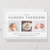 Faire-part de naissance de bande de métro | Gris (Devant)