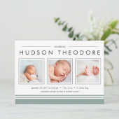 Faire-part de naissance de bande de métro | Moss (Debout devant)