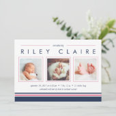 Faire-part de naissance de bande de métro | Pink a (Debout devant)