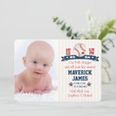 Faire-part de naissance de base-ball avec photos (Debout devant)