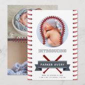 Faire-part de naissance de baseball (Devant / Derrière)