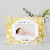 Faire-part de naissance de bébé aux fleurs en feui (Debout devant)