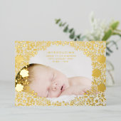 Faire-part de naissance de bébé avec fleurs pressé (Debout devant)