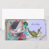 Faire-part de naissance de bébé avec monogramme, a (Devant / Derrière)