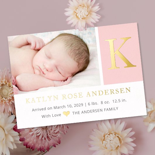 Faire-part de naissance de bébé avec photo et mono
