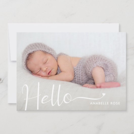 Faire-part de naissance de bébé avec photo moderne (Devant)