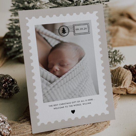 Faire-part de naissance de bébé avec timbre-poste