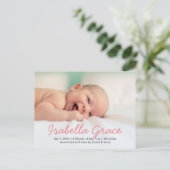 Faire-part de naissance de bébé avec un script ros (Debout devant)