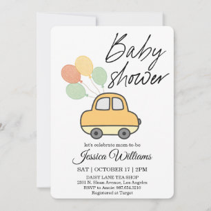 Faire-part de naissance de bébé avec voiture vinta
