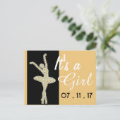 Faire-part de naissance de bébé Ballerine Fleur (Debout devant)