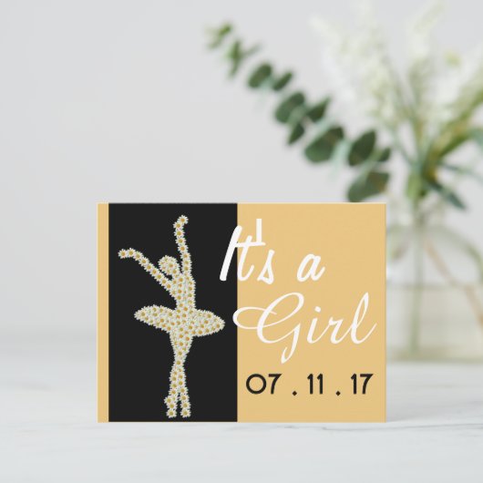 Faire-part de naissance de bébé Ballerine Fleur (Debout devant)